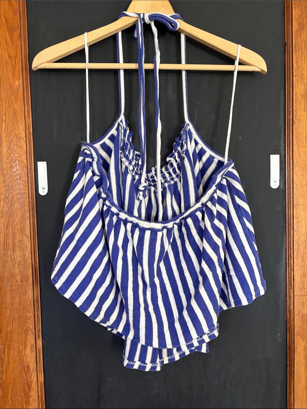 We The Free Blue and White Striped Halter Crop Top - Picture 3 of 4